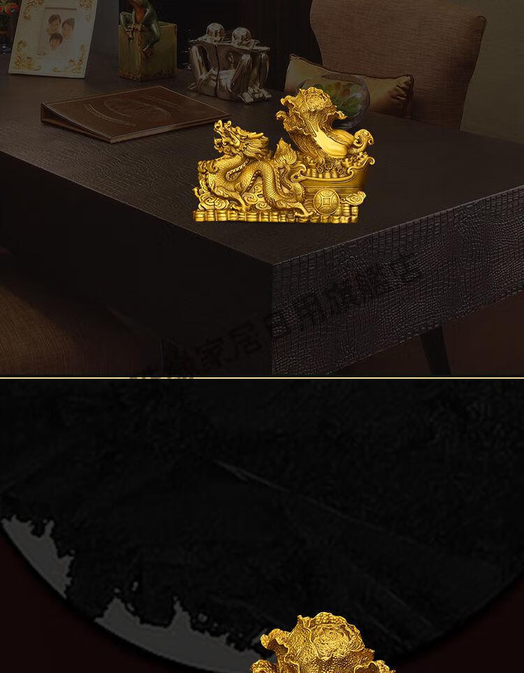 纯铜龙拉百财摆件龙拉车元宝如意祥龙家居办公室门店装饰双龙送财木珠