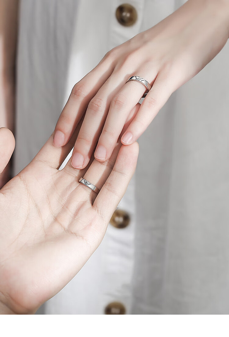 lerogeni轻奢品牌情侣戒指男女一对戒执子之手时尚简约款刻字七夕情侣