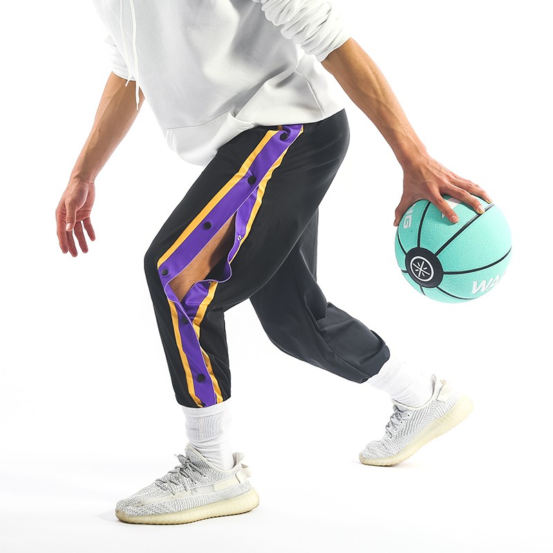 2021春夏篮球裤全开扣潮流宽松训练裤学生透气运动裤子侧边排扣裤纽扣