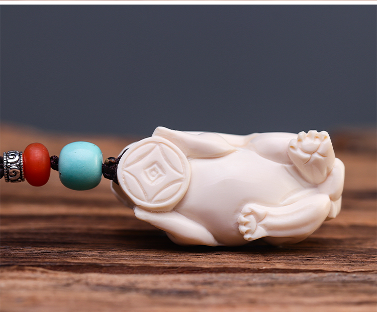 妙聚福猛犸象牙手工牙雕挂件饰品瑞兽男女款貔貅吊坠聚财貔貅尺寸约