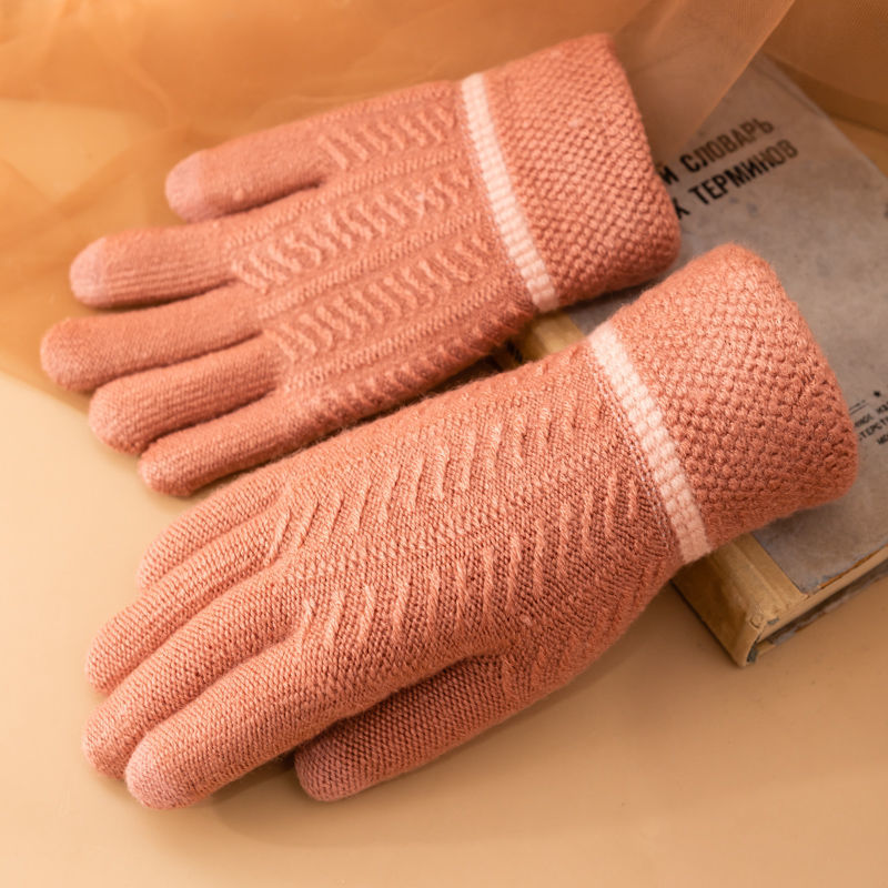 斐珺服饰配件新品毛线手套韩版厚手套女士保暖学生冬季双层加绒加厚