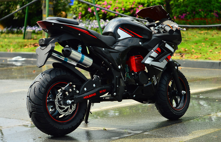 二四冲程中号儿童小型摩托车迷你小赛跑车小摩托机车49cc50燃汽油蓝色
