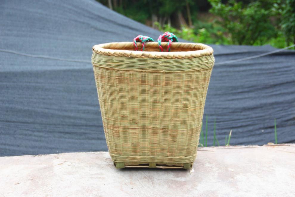 采茶篓背篓背带采茶竹篓簸箕农家家用背篼买菜竹编制品茶叶篓收纳筐