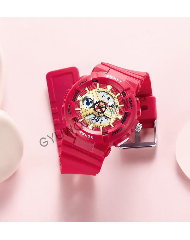 迪士尼disney联名款手表学生女简约气质运动独角兽夜光少女初高中生