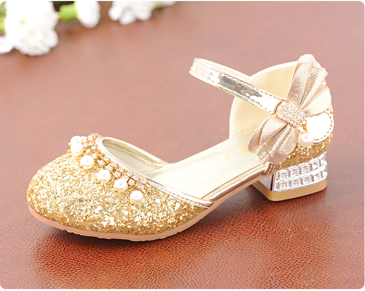 时尚夏季女童凉鞋时尚小女孩子高跟鞋仙女风学生演出鞋儿童水晶鞋公主