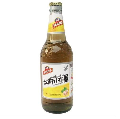 西安汉斯小木屋菠萝味果啤玻璃瓶装饮料508ml6瓶加固包装508ml9瓶菠萝