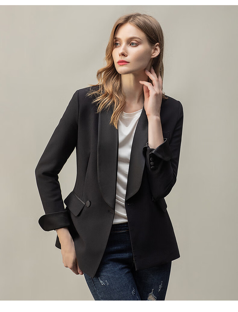 法曼努休闲职业装女正装套装英伦风高端时尚黑色西装套裤气质上班工作