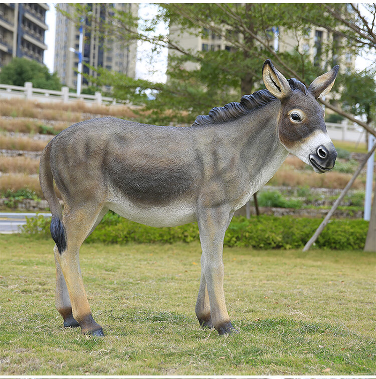 毛驴玻璃钢雕塑仿真动物摆件户外公园农场小区草坪驴肉火烧店装饰 小