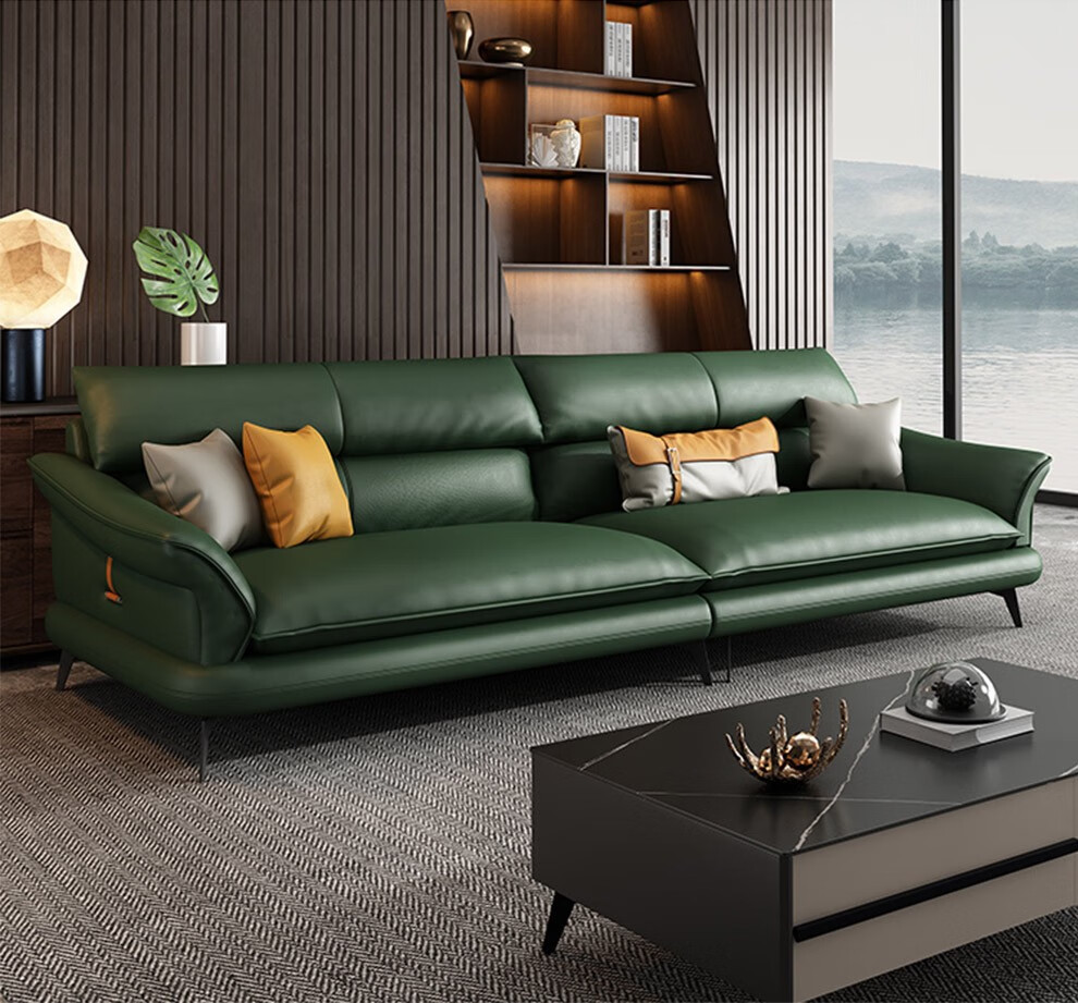 安圣瑞沙发意式极简纳帕真皮羽绒沙发拼色现代简约大小户型客厅组合