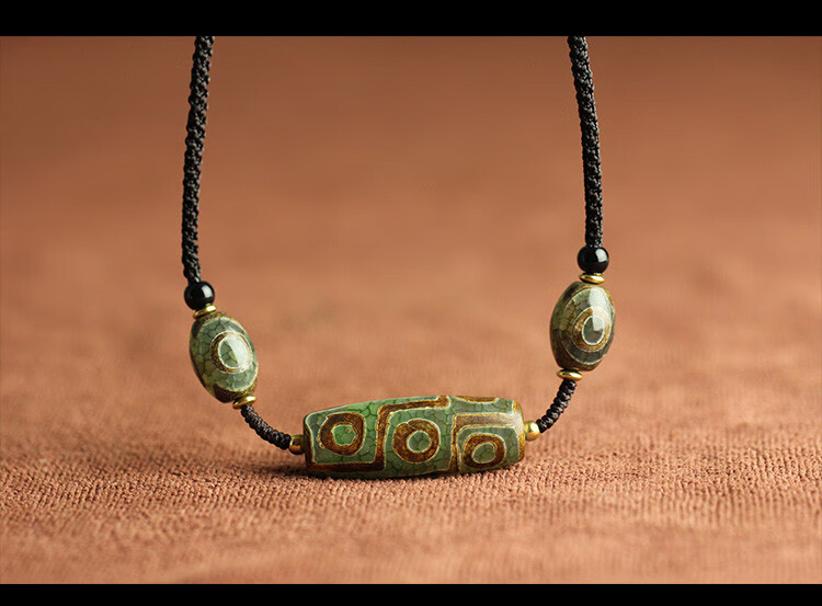 韩莹(koreing) 九眼天珠吊坠男女情侣款 天然西藏九页岩原石三眼横穿