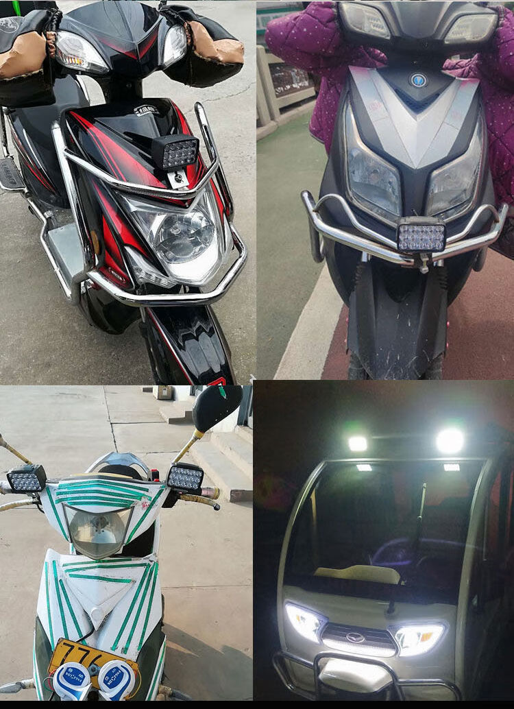 三轮车大灯超亮led电动电车灯强光摩托车前车灯泡外置12v通用改装黄光