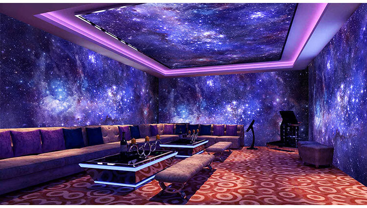 星空顶主题壁纸宇宙夜空ktv酒吧房间私人影院天花板吊顶装饰墙纸整张