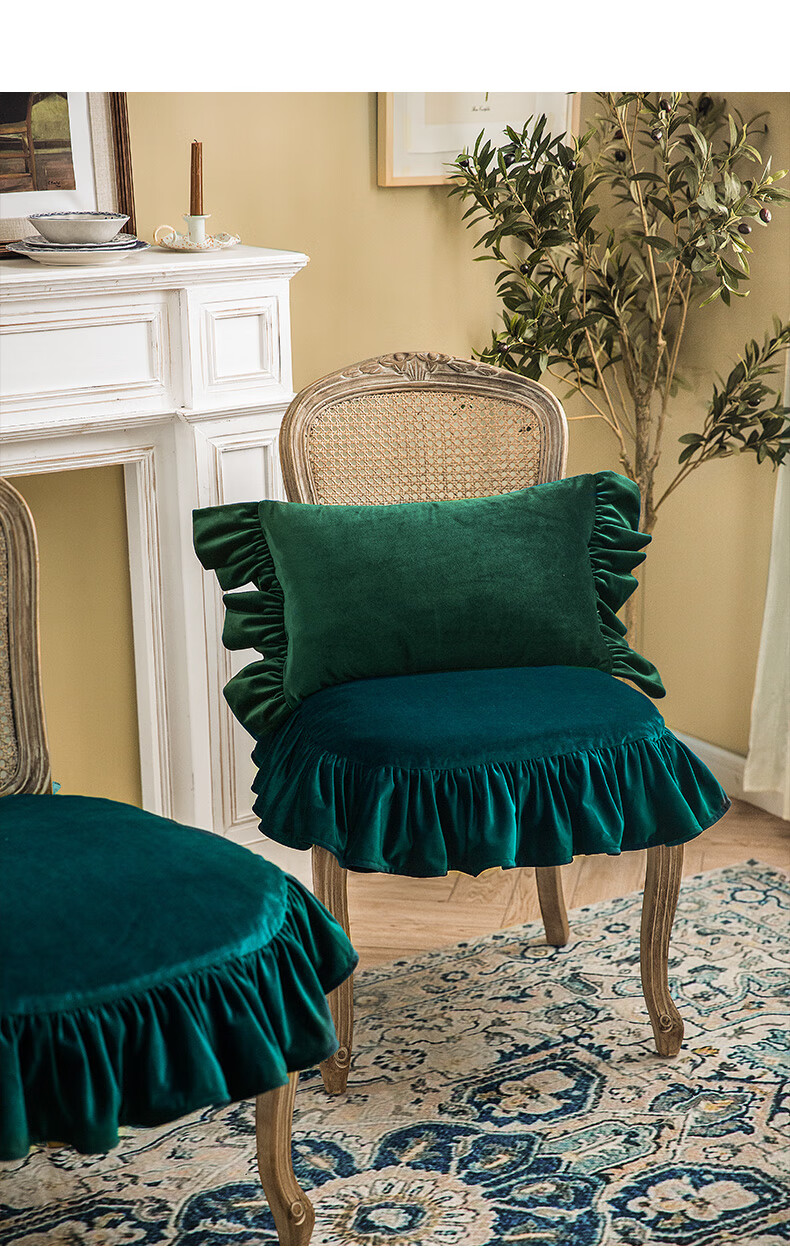 魅纺罗马丝绒坐垫椅垫北欧法式纯色秋季餐桌椅套座椅凳子垫子 b/金