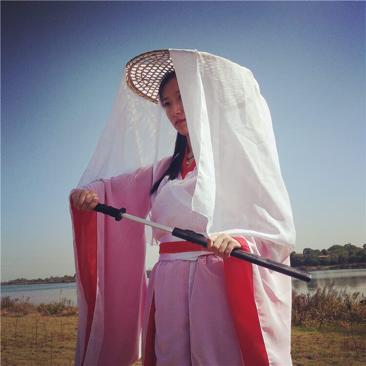 斗笠帽面纱古风女薄纱遮脸古代头纱汉服古装女侠客舞蹈镂空竹编 46
