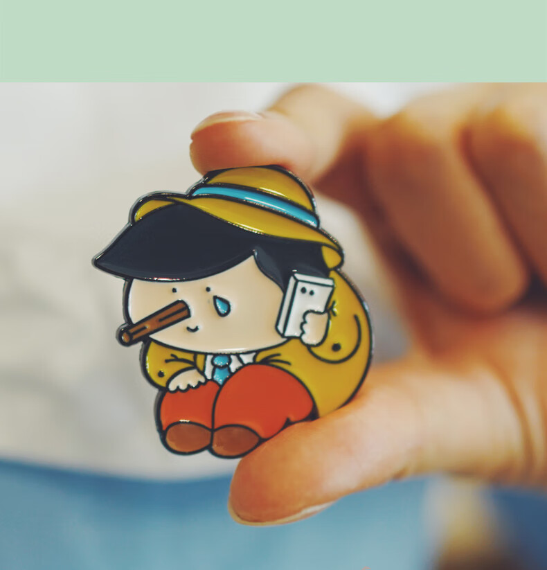 大美术馆大橘子卡通徽章磁贴 大艺术家徽章 戴珍珠耳环的少女 现货