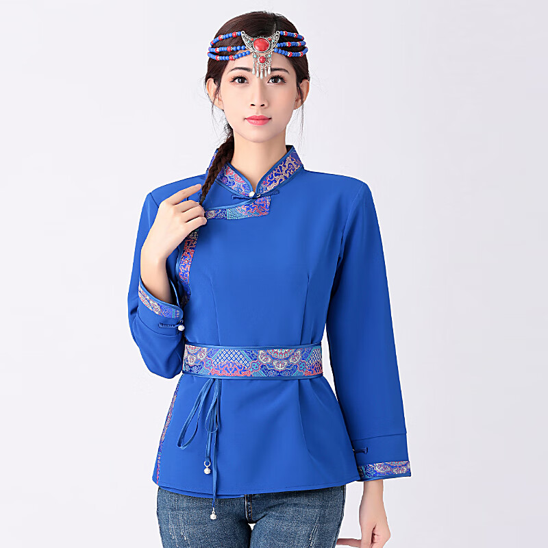 成人夏季日常蒙古族服装蒙古女蒙古袍装女短款蒙古素上衣蒙古服饰女