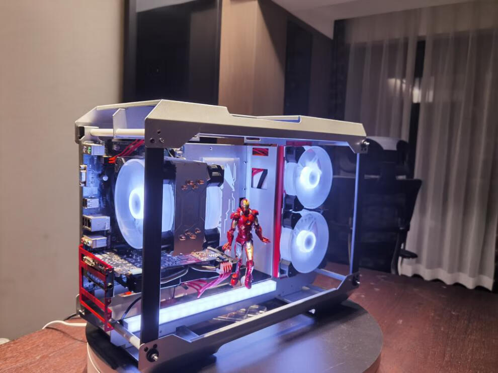 硕果机箱硕果mini全透明开放式分体式水冷长显卡机箱台式diy机箱 炽果