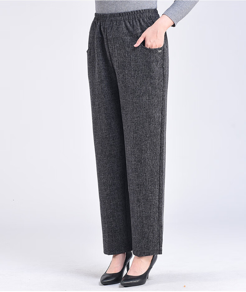 皮尔卡丹高端女装秋冬季中老年女裤加绒加厚高腰宽松老人长裤外穿妈妈