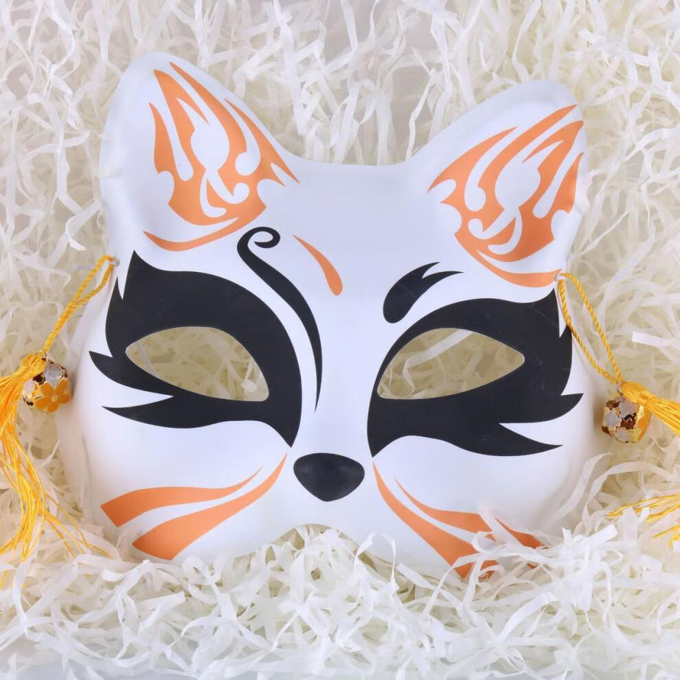 彩绘二次元动漫男女万圣节舞会抖音面具北极象猫妖6配流苏铃铛均码