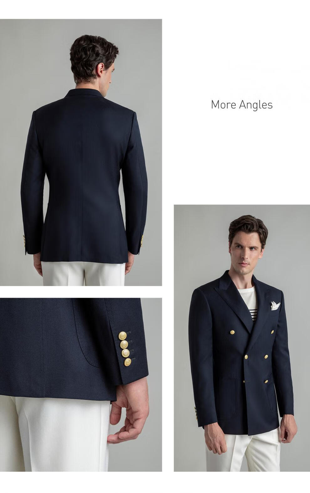 海军蓝布雷泽skaro双排扣西服上衣男秋冬季品质羊毛西装外套休闲单西