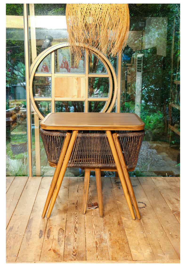 阳台桌椅现代简约藤椅三件套组合家用茶桌椅可收纳休闲网红一桌两椅1