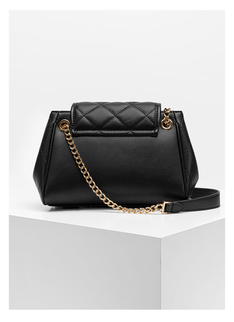 新品vh女包新款冬季斜挎包菱格链条单肩包时尚翅膀包送女友黑色