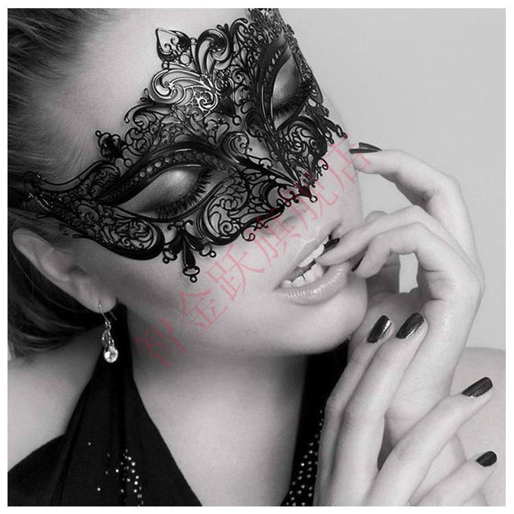 面具女古风 面具半边脸 古风金色金属镶钻化妆舞会生日派对面具 男女