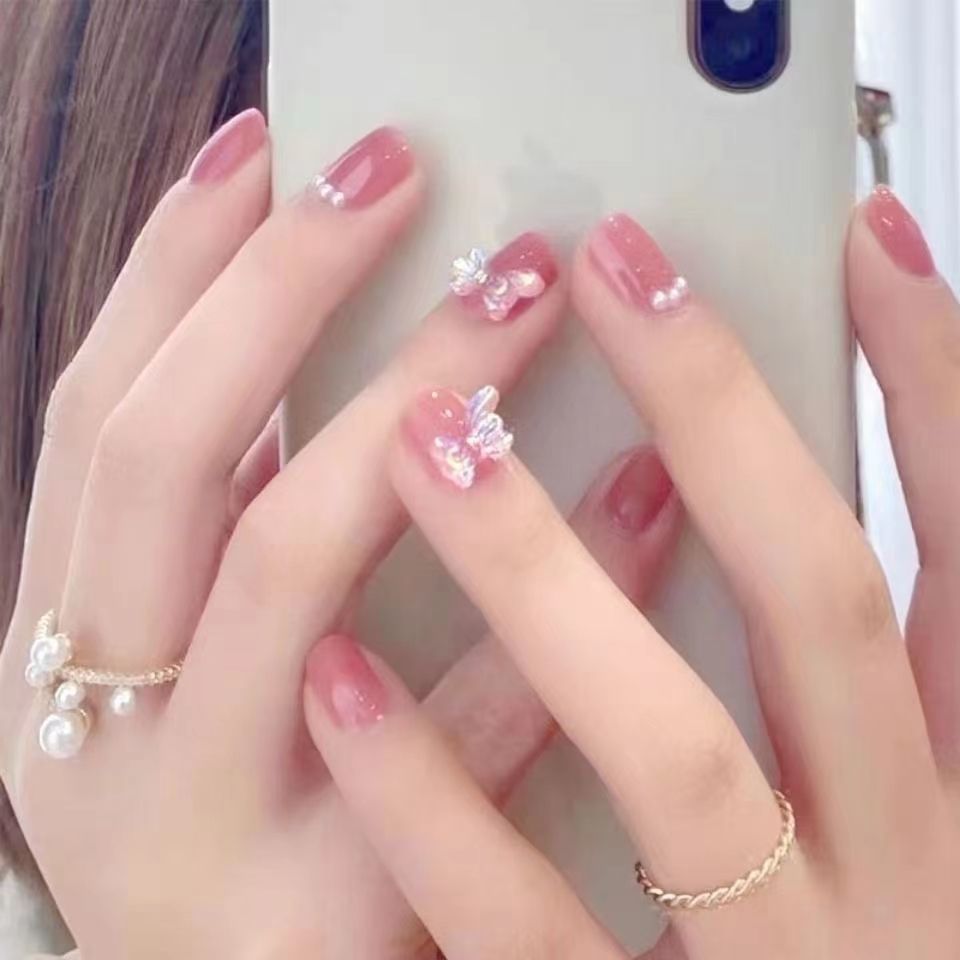 贴片假指甲可拆卸成品假指甲盖学生防水穿戴甲新款美甲古莎月圆长款