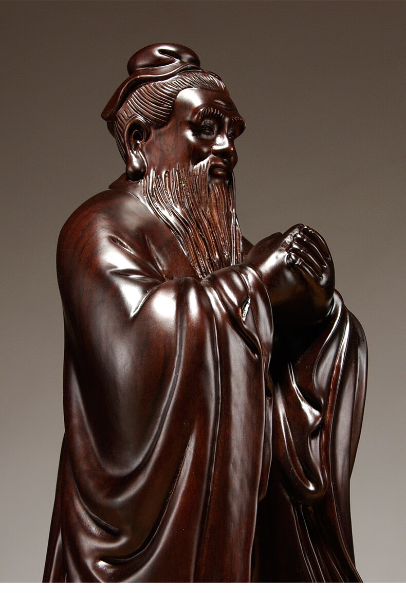 梵粟黑檀木雕孔子雕像孔夫子摆件助学业办公室装饰桌面摆件实木雕刻