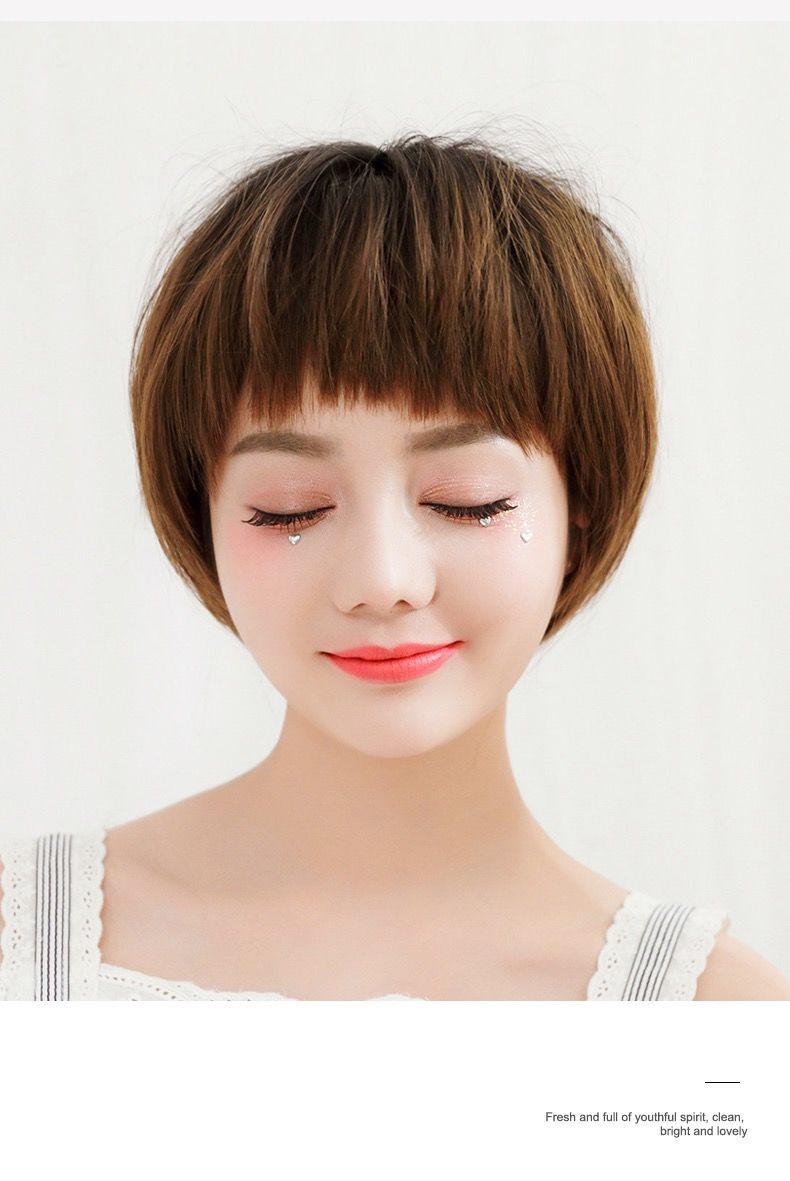 唐妮假发女短发圆脸网红自然全头套式bobo头狗啃修脸款蓬松逼真波波头