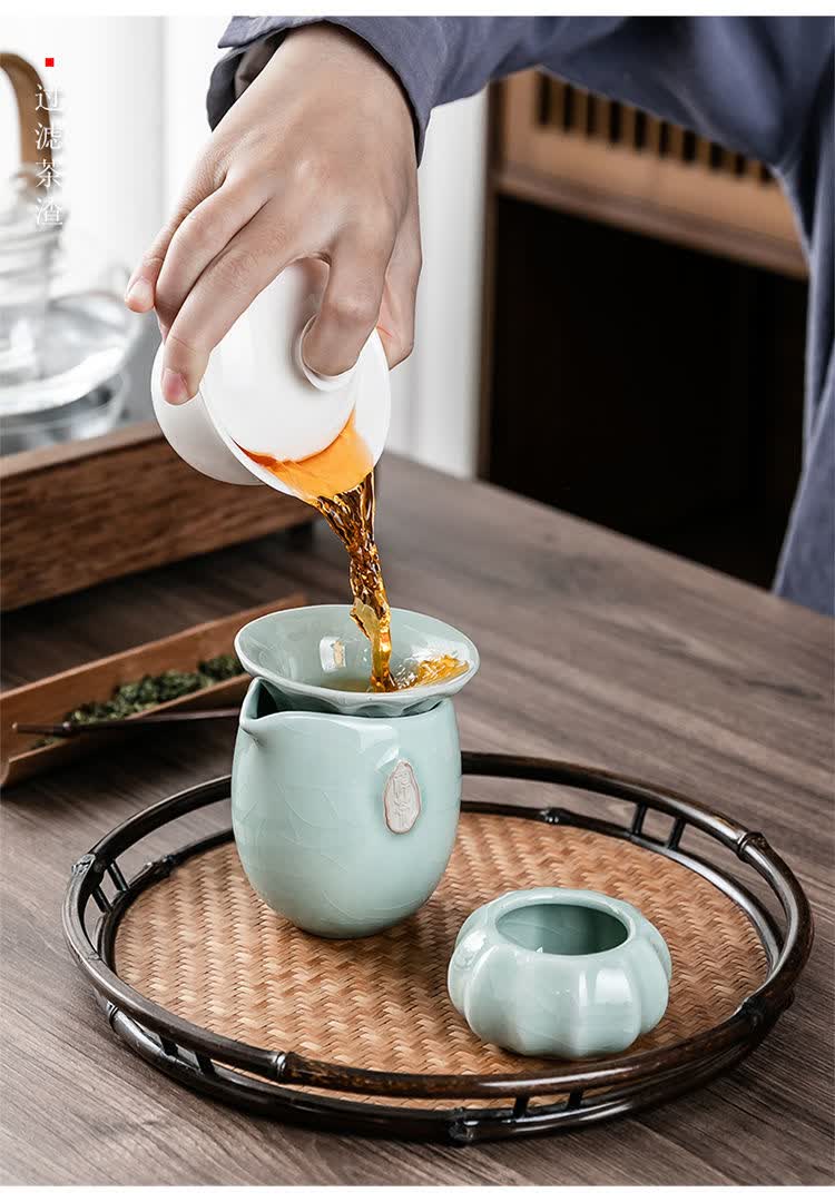 轻奢玻璃公道杯公杯茶漏过滤一体套装耐热茶海陶瓷分茶器茶杯茶具紫砂