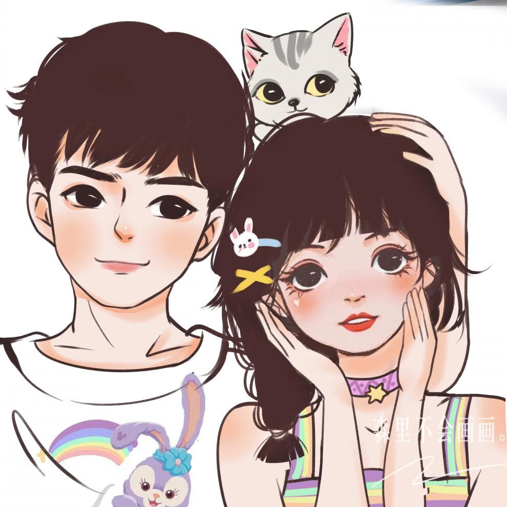 画像定制 q版微信情侣头像结婚礼真人照片转卡通漫画设计约稿手绘头像