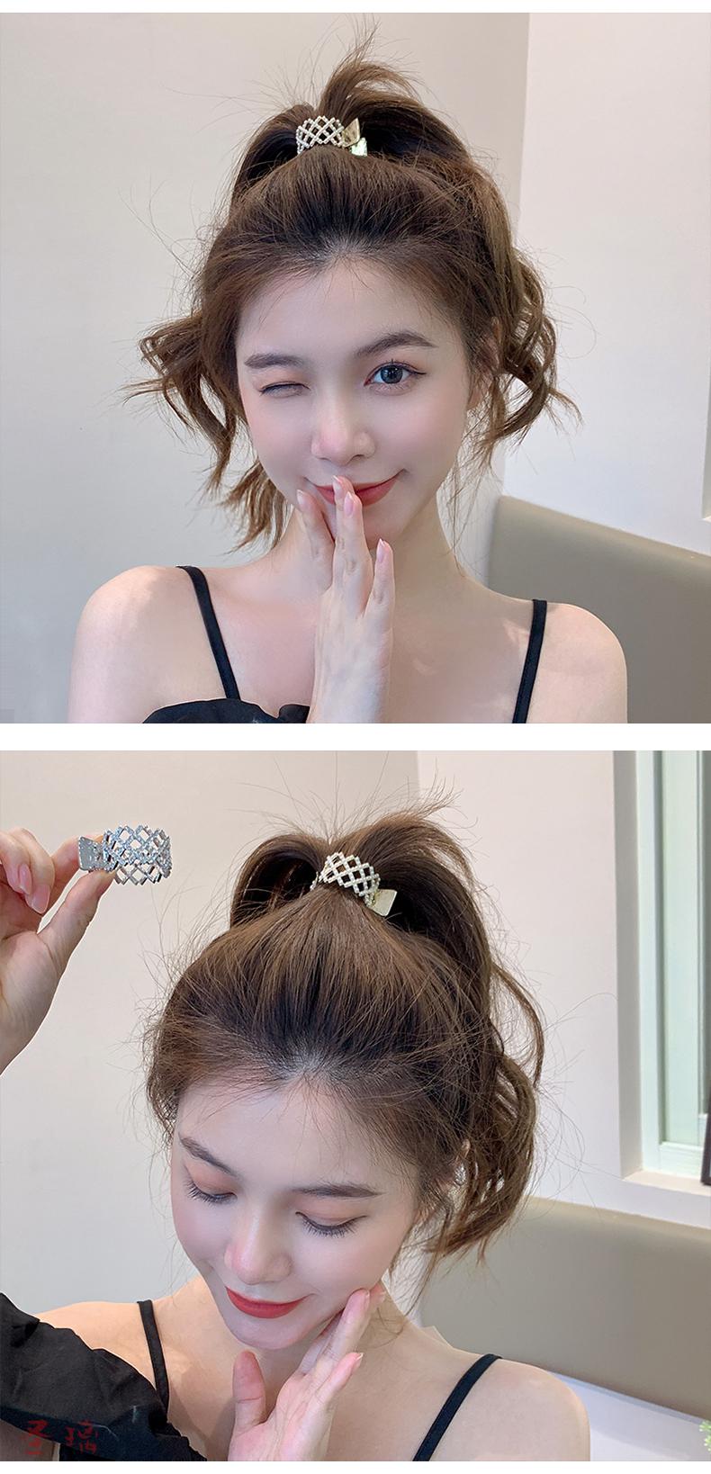 圣璃 优雅仿珍珠高马尾发夹女气质高马尾固定夏天小号抓夹2022年 金色