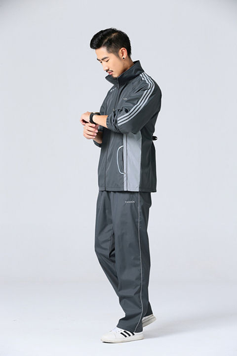 高品质涤纶宽松大码运动套装男春秋季跑步休闲运动服青年中老年人两件