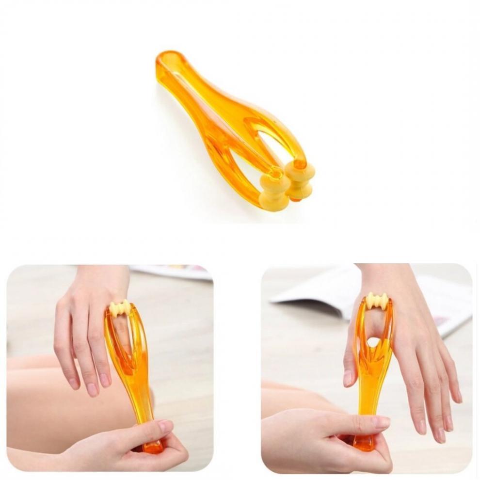 日本制原装进口手指关节疏通经络手部按摩器滚轮式弹力纤指按摩夹黄色