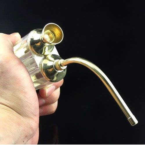 纯黄铜能黄铜双重过滤水烟壶纯黄铜磁化水烟袋水烟斗两用型黄铜608