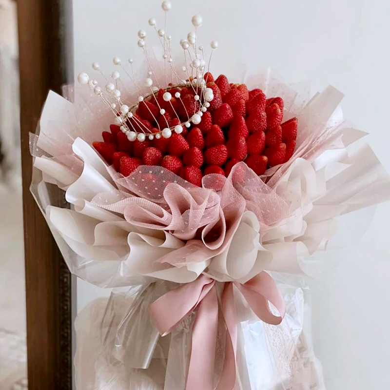 郑州抖音网红同款定制车厘子草莓水果花束成品鲜花速递同城配送店小巧
