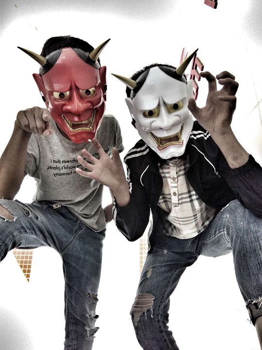 般若面具帅气男恐怖面具舞会派对道具兰陵王鬼脸班诺面具万圣节挂件