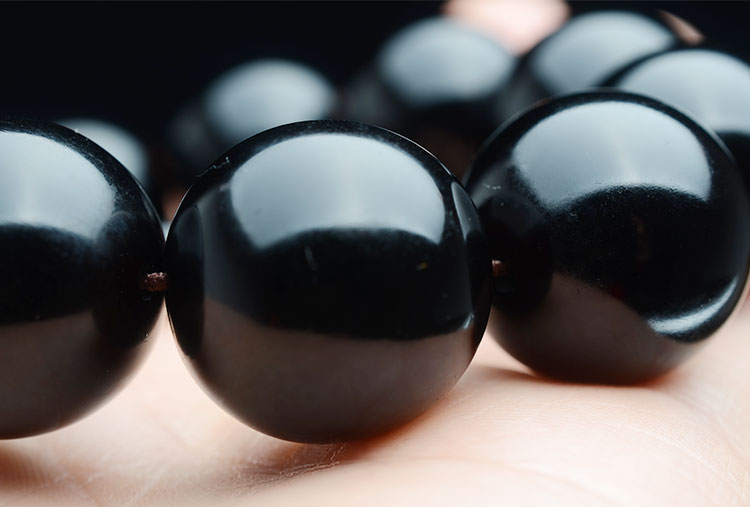 欧凯伦 西藏天然纯黑牦牛角手串男士黑色耗牛角手链转运女士佛珠手串