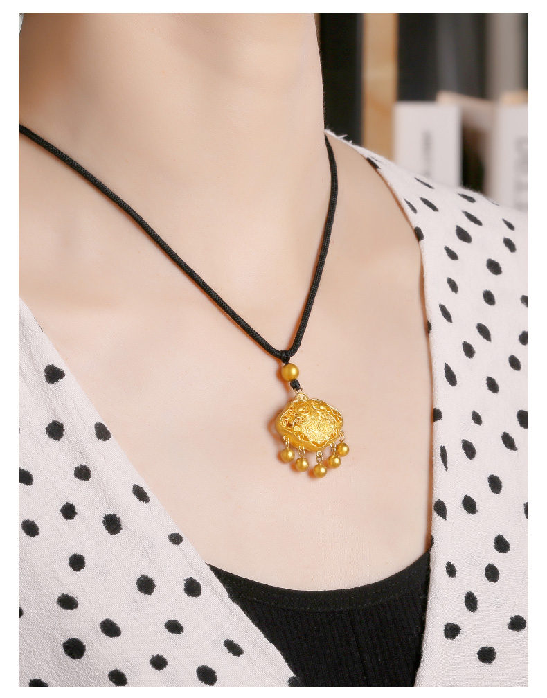 老凤凰黄金金锁吊坠足金999宝宝黄金长命锁古法健康快乐锁包婴儿百岁