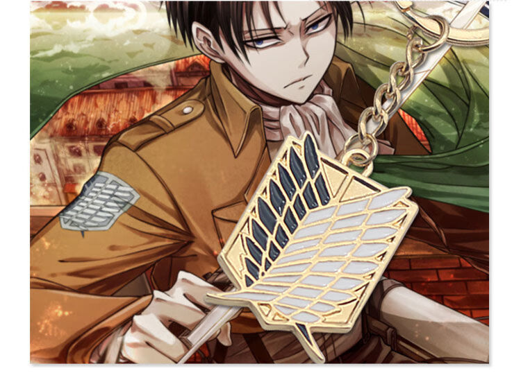 日韩动漫周边进击的巨人自由之翼调查兵团兵长艾伦钥匙扣链挂件男银色