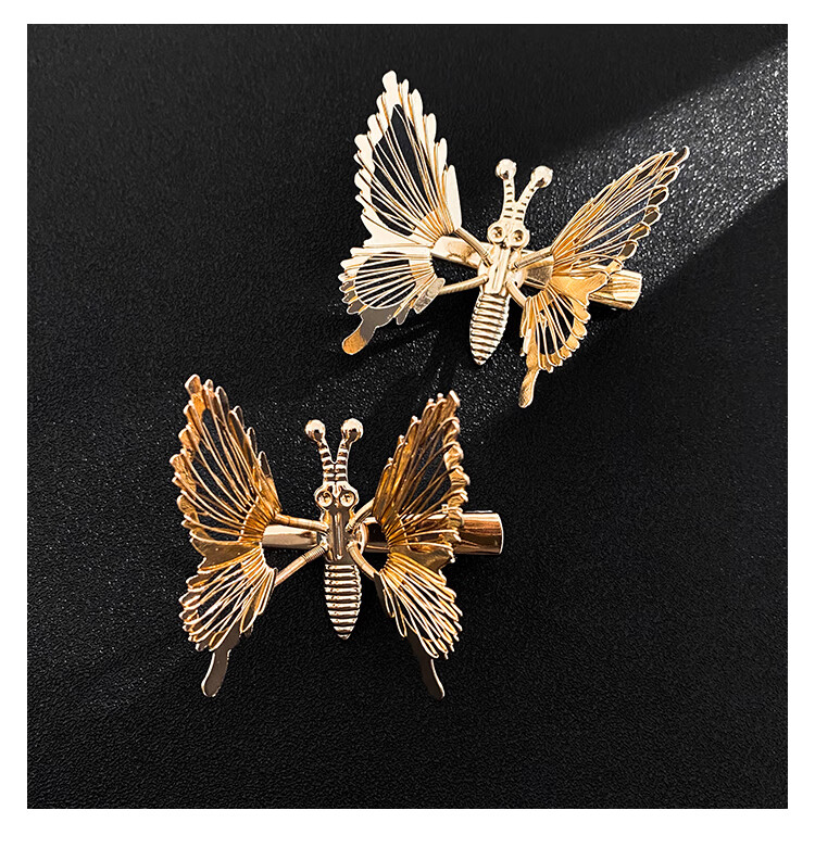 会动的蝴蝶翅膀发夹戚薇同款会飞的蝴蝶翅膀发夹女夏季侧边仙气发饰网