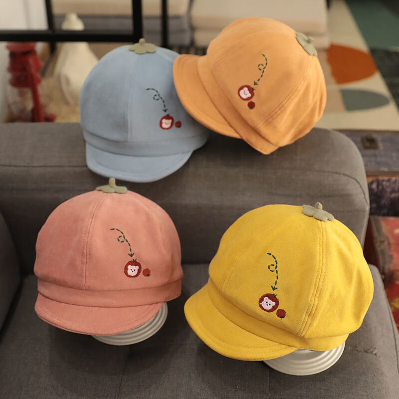 儿童八角帽15岁韩版宝宝帽子儿童字母软檐贝雷帽百搭复古通用童画家