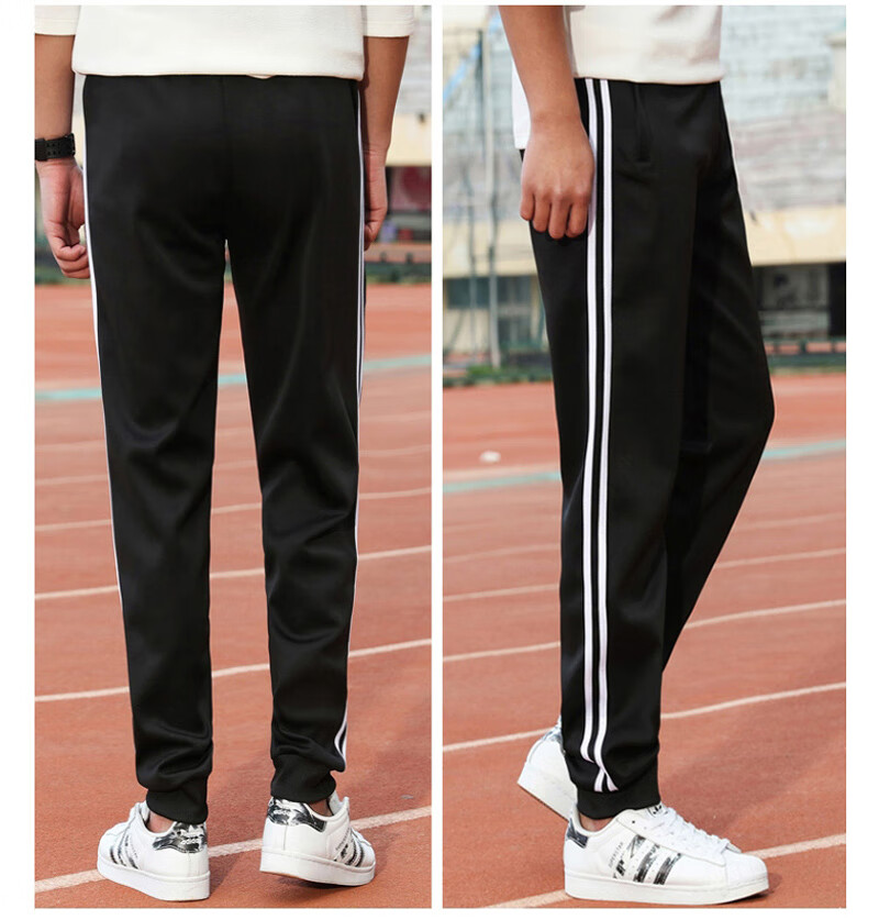 新品校服裤子两道杠藏青色儿童校服裤子两道杠藏青小女男童深蓝色运动