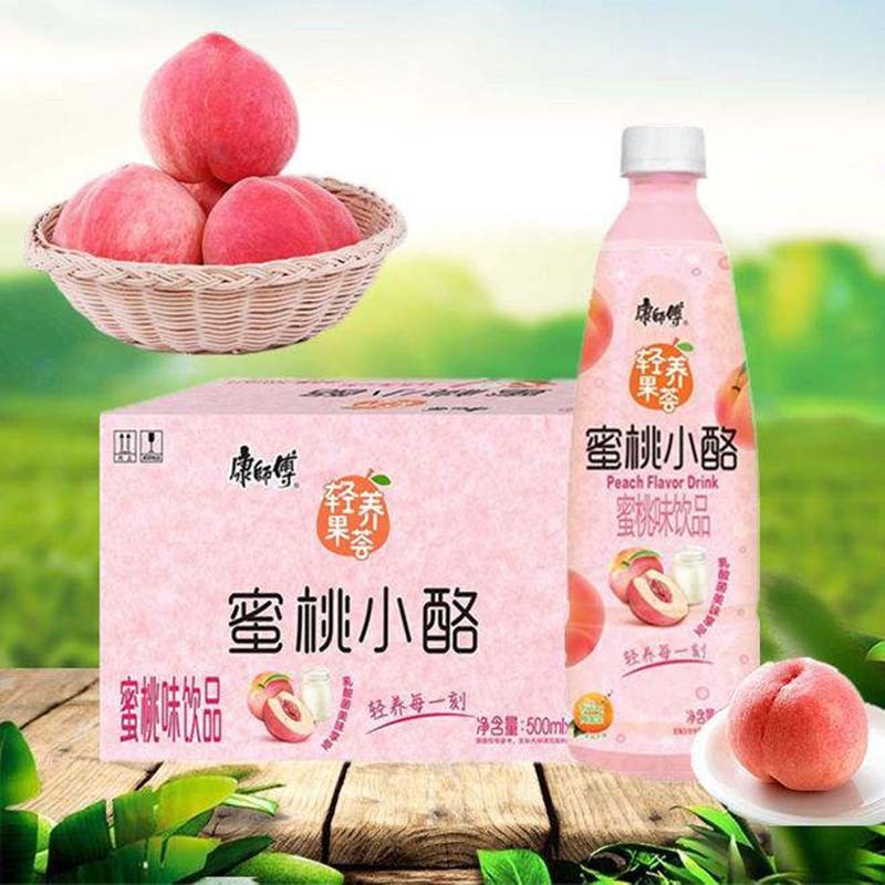 康师傅轻养果荟蜜桃小酪李一桐同款蜜桃小酪味饮品500ml6瓶15瓶装果味