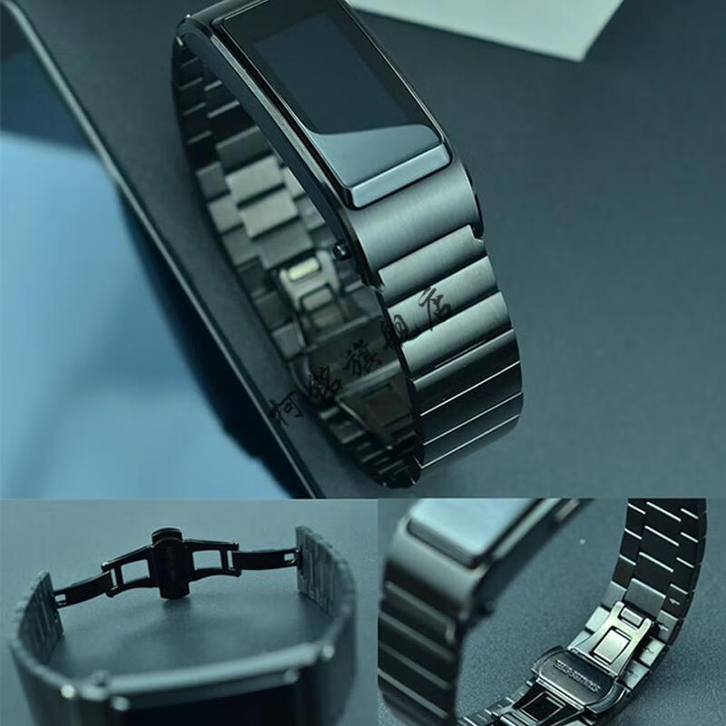 华为(huawei)b5表带b3青春版钢制腕带b5/b6手环硅胶表带钛金灰金属