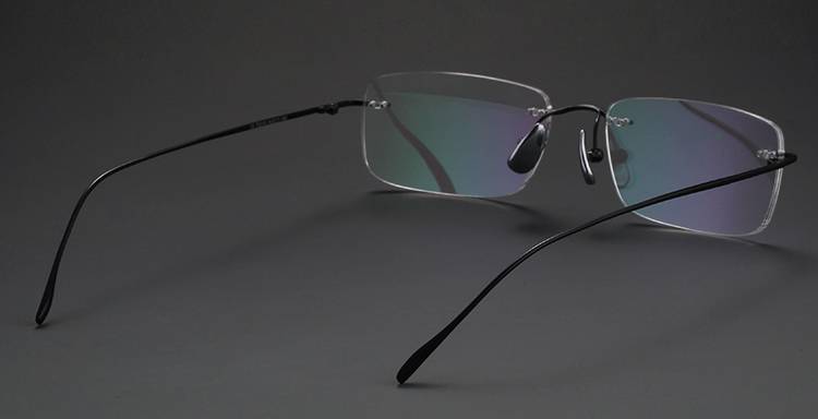 出口单纯钛无边框眼镜架男配近视超轻复古黑色细腿眼镜框潮 配1.