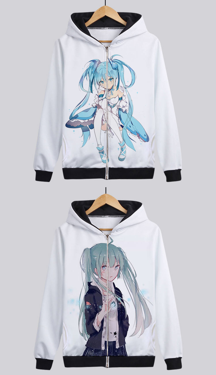 琉语初音未来青少年男女连帽衣服冬季加绒加厚动漫二次元卫衣拉链外套