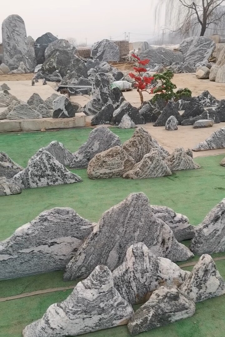 南界雪浪景观石切片庭院别墅公园风景石大小型假山组合造景天然泰山石