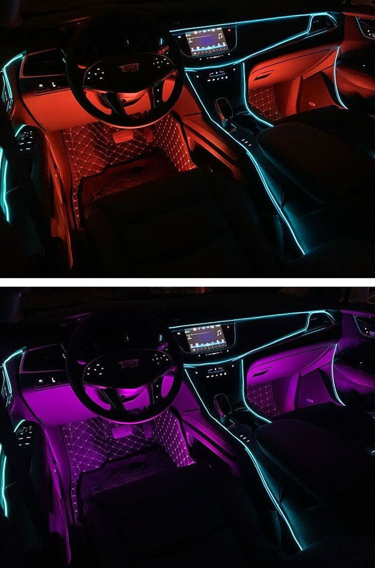 汽车led装饰气氛灯汽车载车内冷室内脚底灯七彩冷光线灯条带饰灯荧光